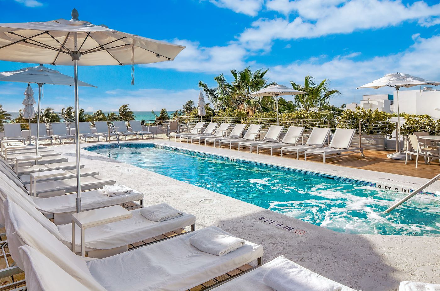 view of our art deco district rooftop pool